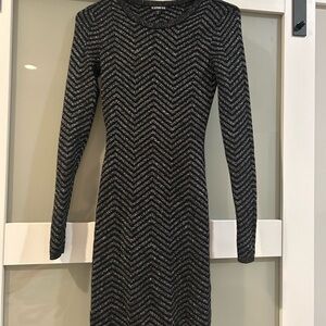 Express Metallic Chevron long sleeve Sweater dress. Worn once for new years